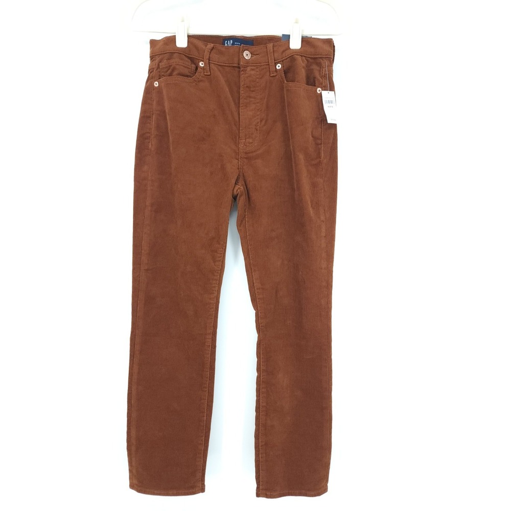 Gap Western Corduroy Pants Womens Sz 4/SM Brown Vtg Slimโ High Rise Stretch NWT